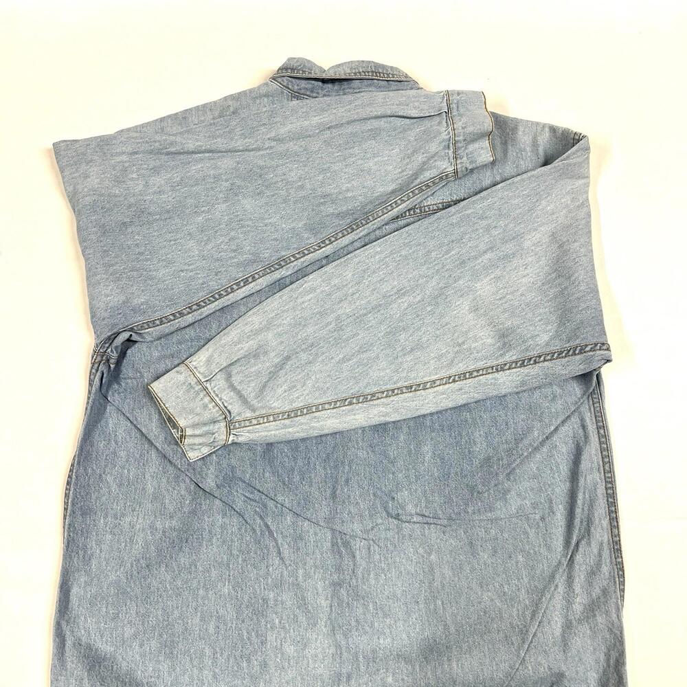 Men's Light Blue Denim Western Shirt with Black and Orange Embroidery - Picture 10 of 11